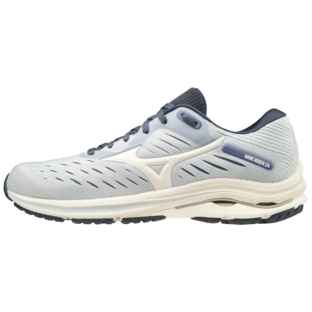 Sapatilhas Running Mizuno Wave Rider 24 D (Wide) - Mulher - Branco/Roxo - PJLST3498